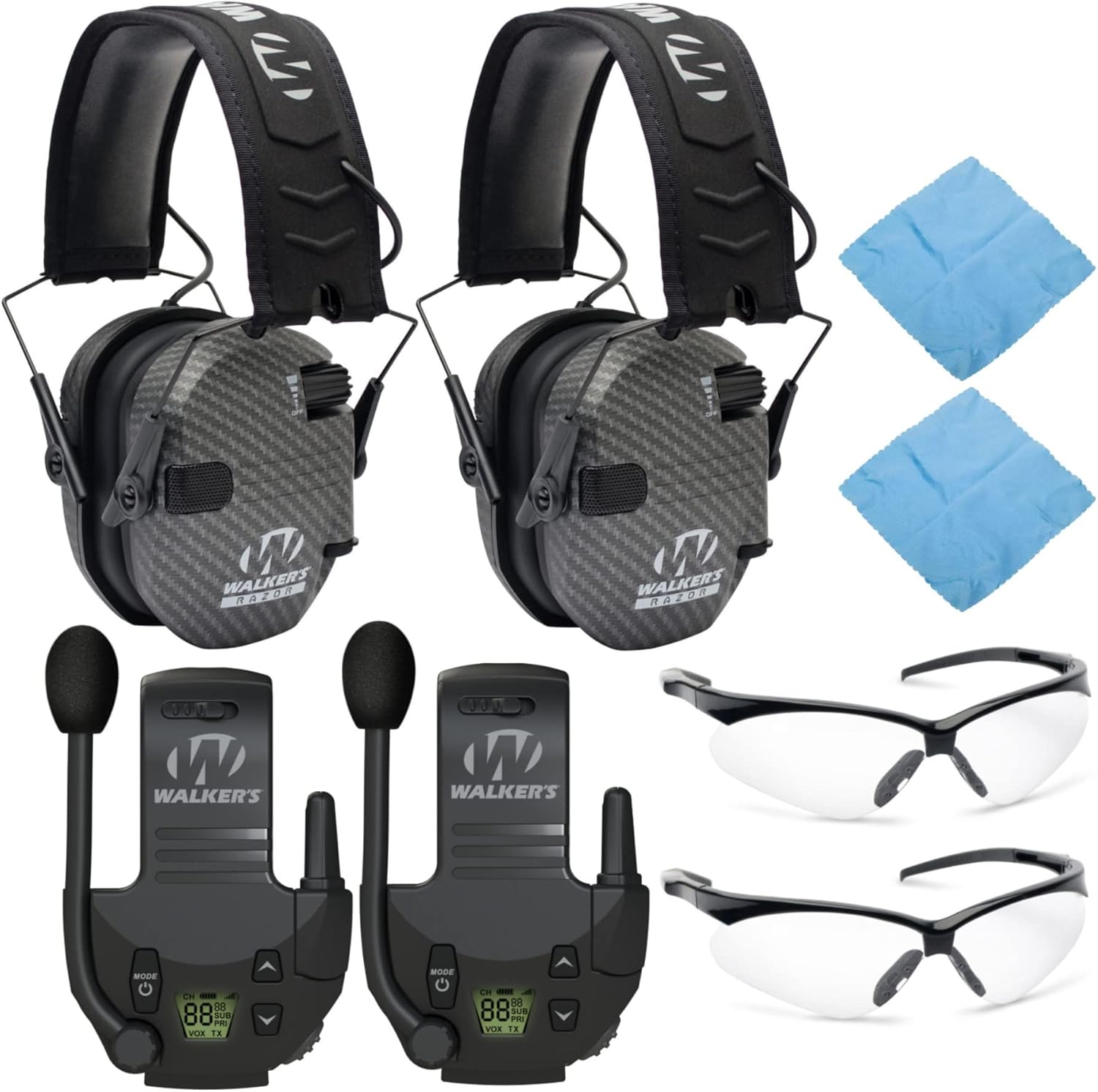 Walker's Razor Slim Electronic Muff (Carbon, 2Pack