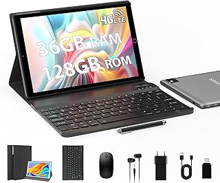 Tableta Android, 10 Pulgadas, 36GB RAM, 128GB ROM, 4G LTE, 5G WiFi, Doble SIM, 8000mAh, con Teclado
