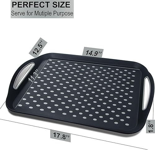 Miniatura 3 de Bandeja grande antideslizante con asas, bandejas de silicona para comer, aptas para lavavajillas, para desayuno, cena, aperitivos, frutas, bebidas,
