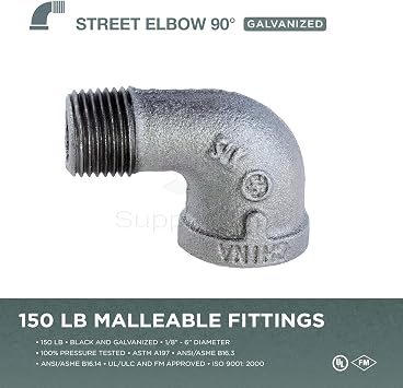 SUPPLYGIANT HNTO0012 1/2 in. MIP/FIP 90 Degree Street Elbow Galvanized Iron
