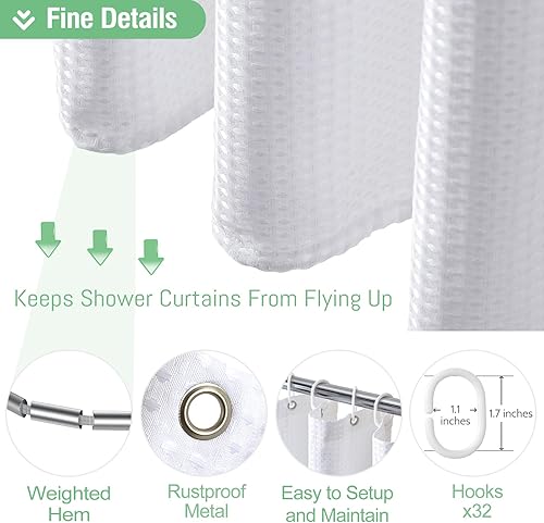 Vista 447 de Dynamene Cortina de ducha larga de tela negra – Cortinas de ducha de tela alta y resistente con textura de gofre, juego de cortina de baño de lujo