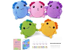 Anyuecoco Crochet Kit for Beginners – 5 Pack Axolotl Crochet Kit Includes Everything You Need