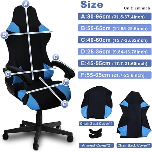 Miniatura 3 de Fundas para sillas de juegos gruesas, elásticas, para asiento de silla de juegos con 2 fundas para reposabrazos (azul, estilo 1)