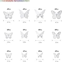 Vista 5 de SAOROPEB Decoración de pared de mariposa 3D, 48 piezas, 4 estilos, 3 tamaños, adhesivo metálico extraíble para pared, calcomanías murales