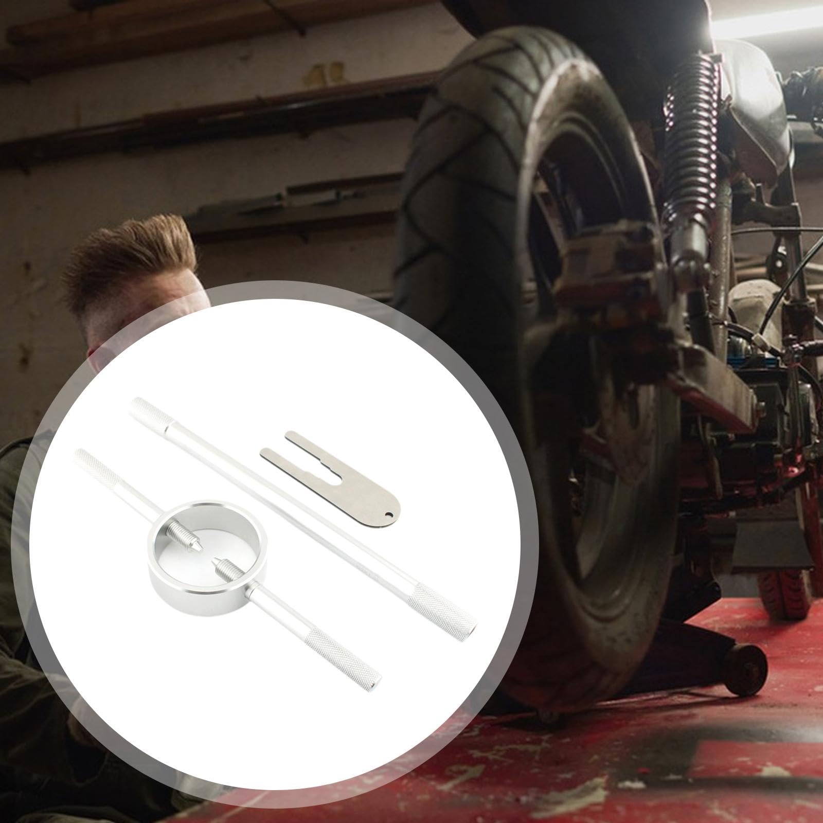 Compressore Molla Forcella Set Riparazione Motore Kit Attrezzi Valvole Strumento Lega di Alluminio Robusto Uso Facile Adatto per Appassiona, Argento