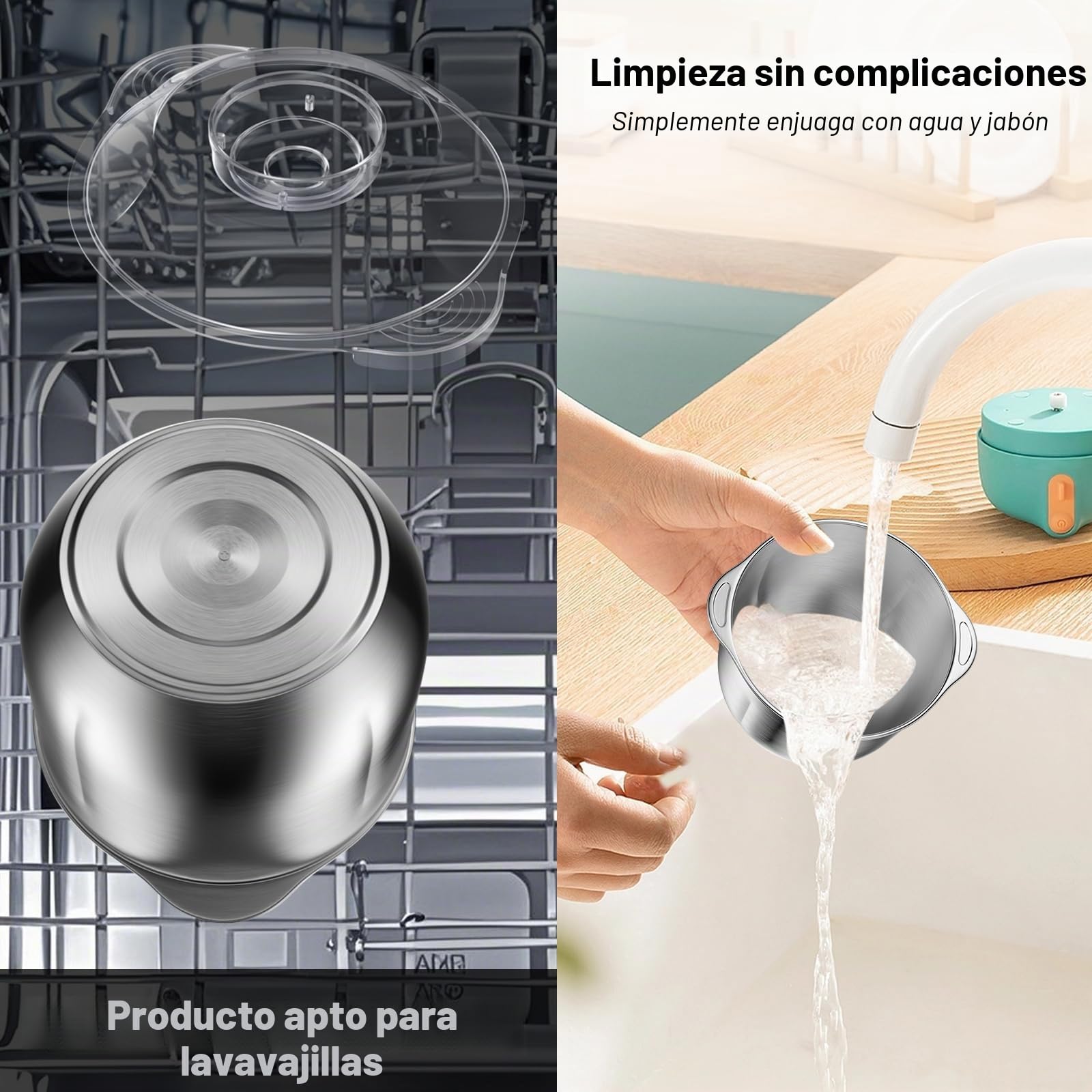 Picadora Eléctrica 4L con Bol de Acero Inoxidable 304, Motor Potente de 300W de Cobre Puro, 3 Velocidades, Upgrade Double S-Blades, Ideal para Carne, Verduras y Frutas