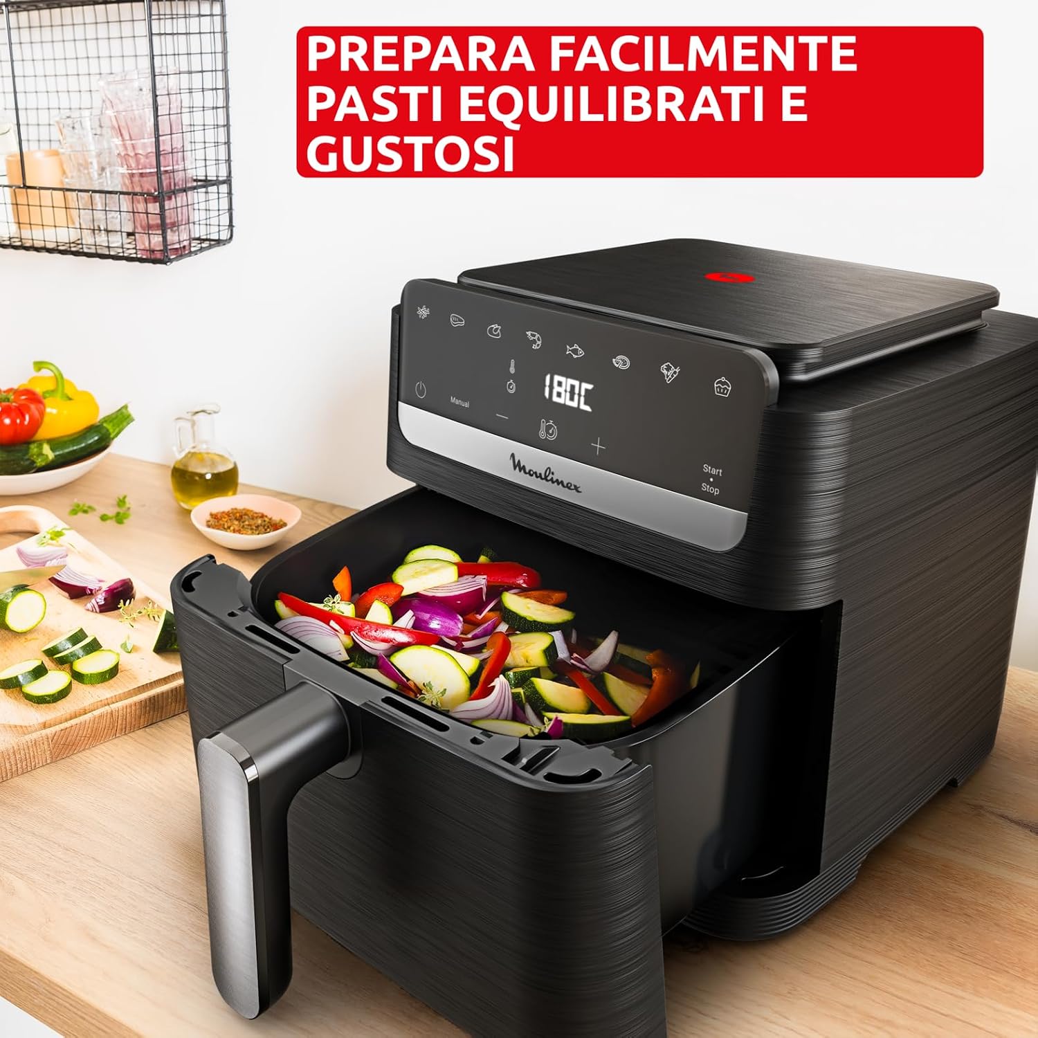 Moulinex Easy Fry Compact Air Fryer with vegetables
