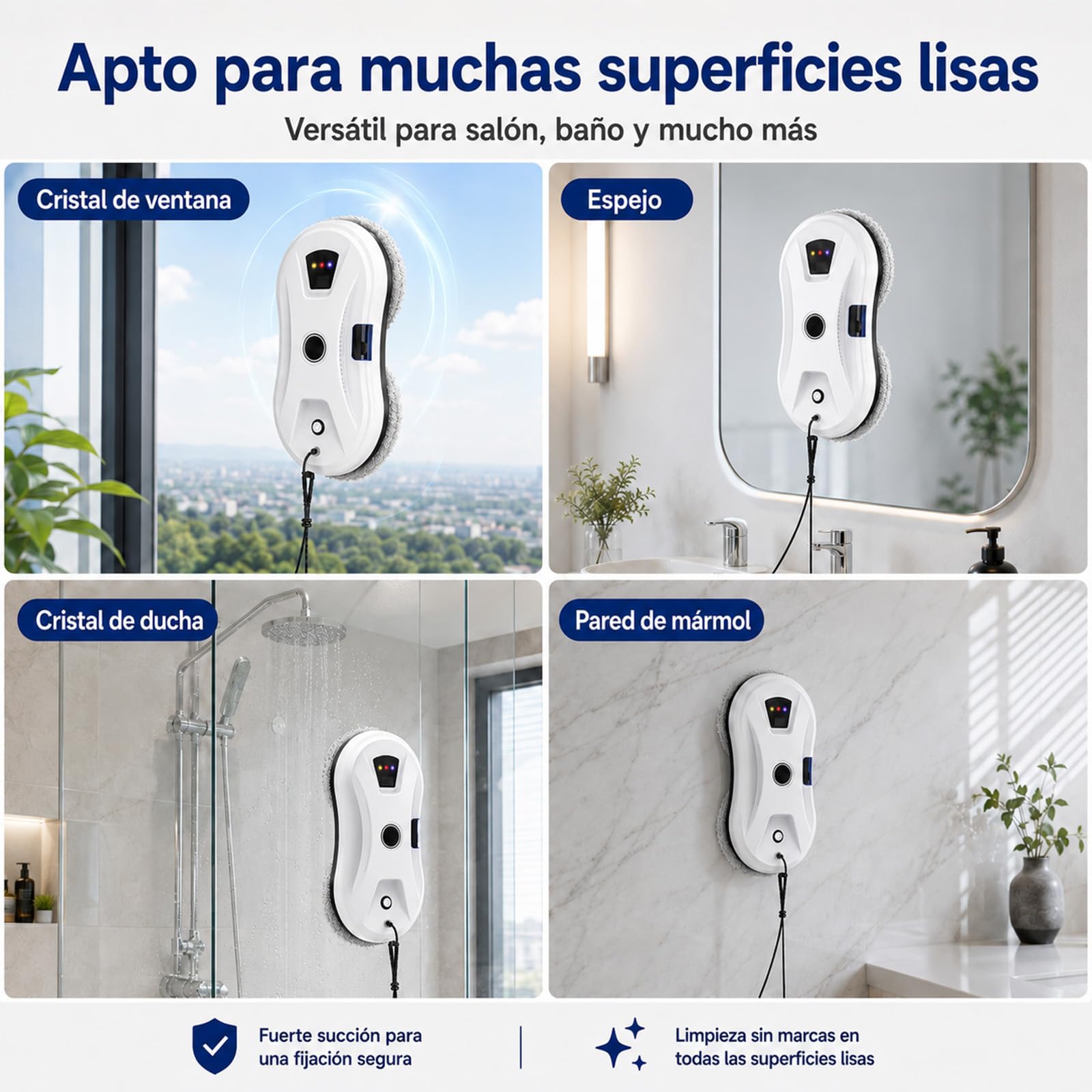 RoboClean Osmo Limpiacristales Robot – Control IA, 3 Modos Auto | Doble sistema de fregado en espiral, ideal para ventanas, azulejos y espejos, limpieza automática sin esfuerzo.