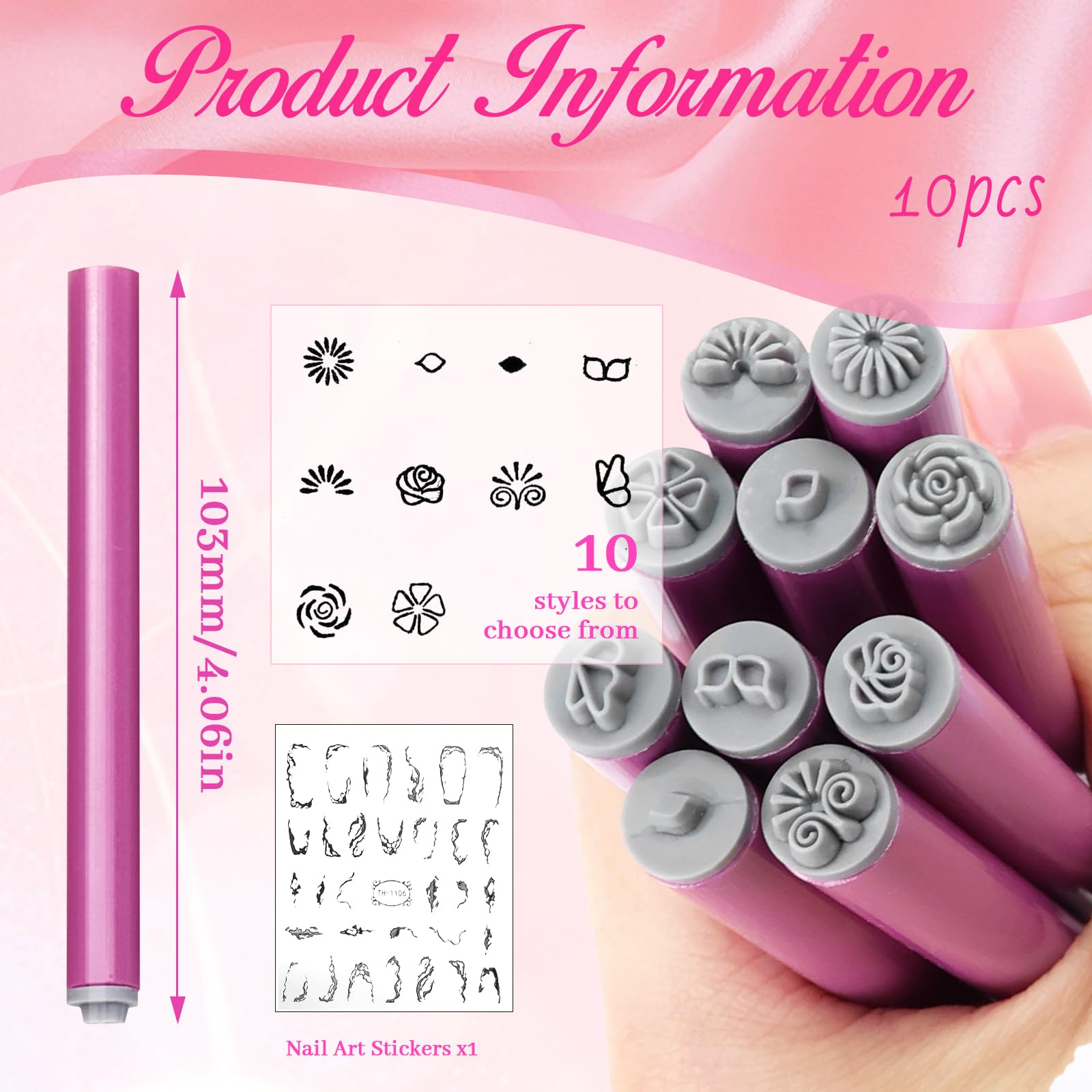FSWWSF Pack of 10 Nail Stamps, Stamp Pens for Nails Graffiti Nail Stamps, Beginner/Professional Nail Painting Tools - Image 2