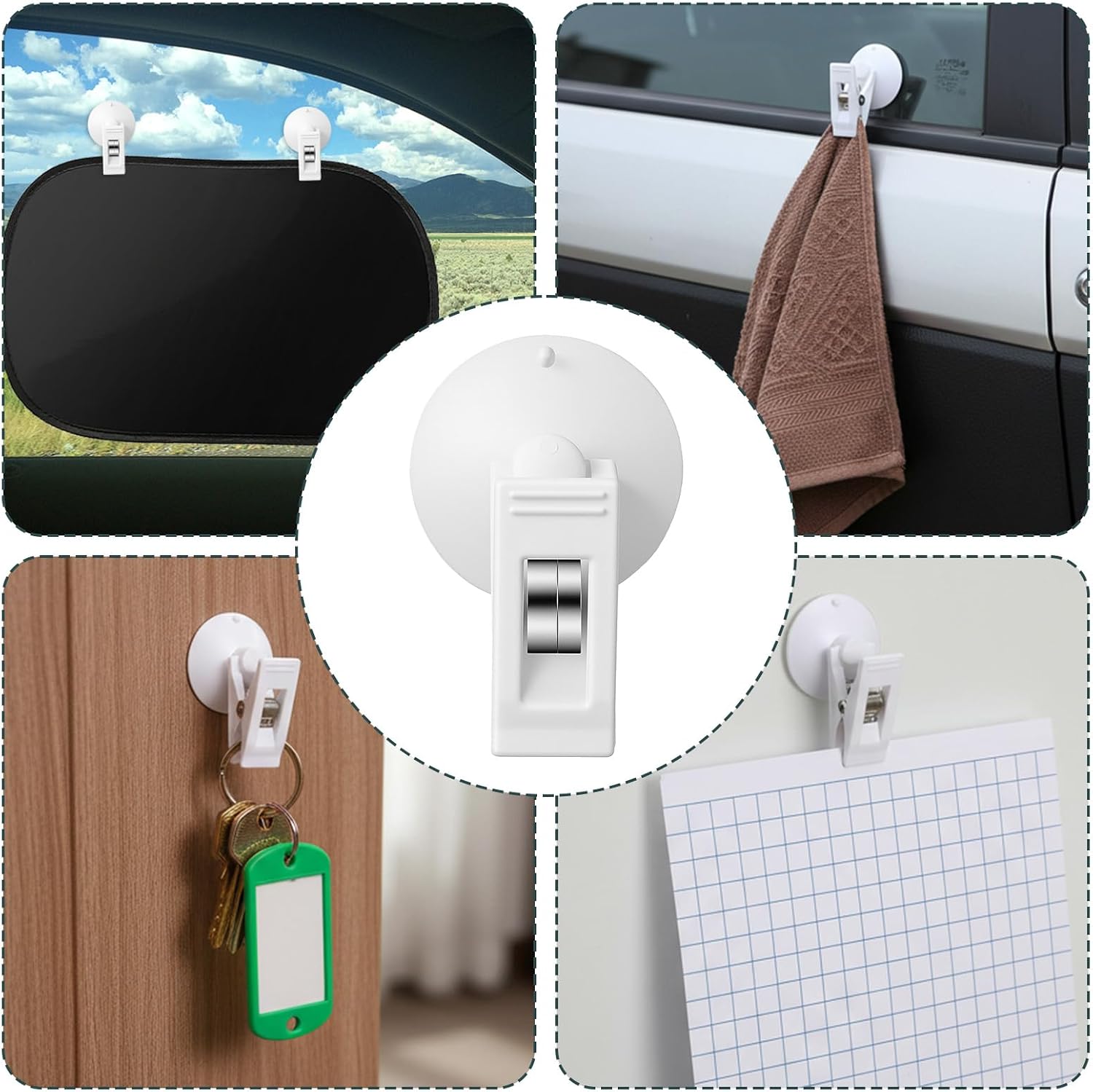8 Pcs Shower Curtain Clips, Shower Curtain Suction Cups Suctions Cup Clips to Prevent Water Splashing Out Multiple Purpose Clip for Lightweight Objects