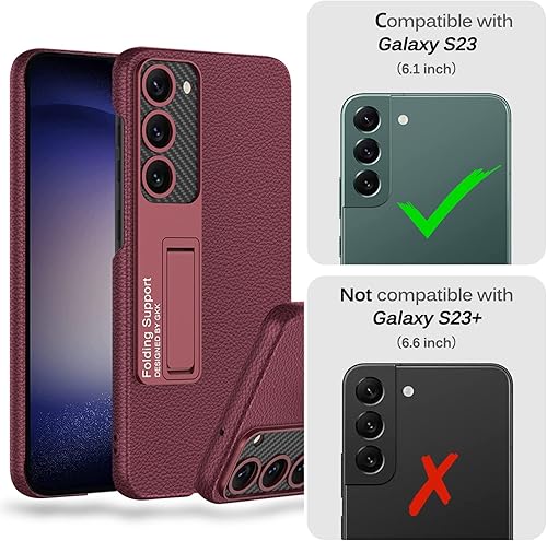 Miniatura 5 de Miimall Funda compatible con Samsung Galaxy S23, S23, funda de piel con soporte plegable, protección militar, funda de cuero para Samsung Galaxy S23