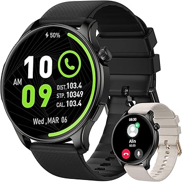 Smart Watch for Men Women Fitness Waterproof Make/Answer Call Smart Watches for Men Digital Mens Watches Run Smartwatch Android Phones iPhone Samsung Compatible Heart Rate Monitor Step Tracker Black