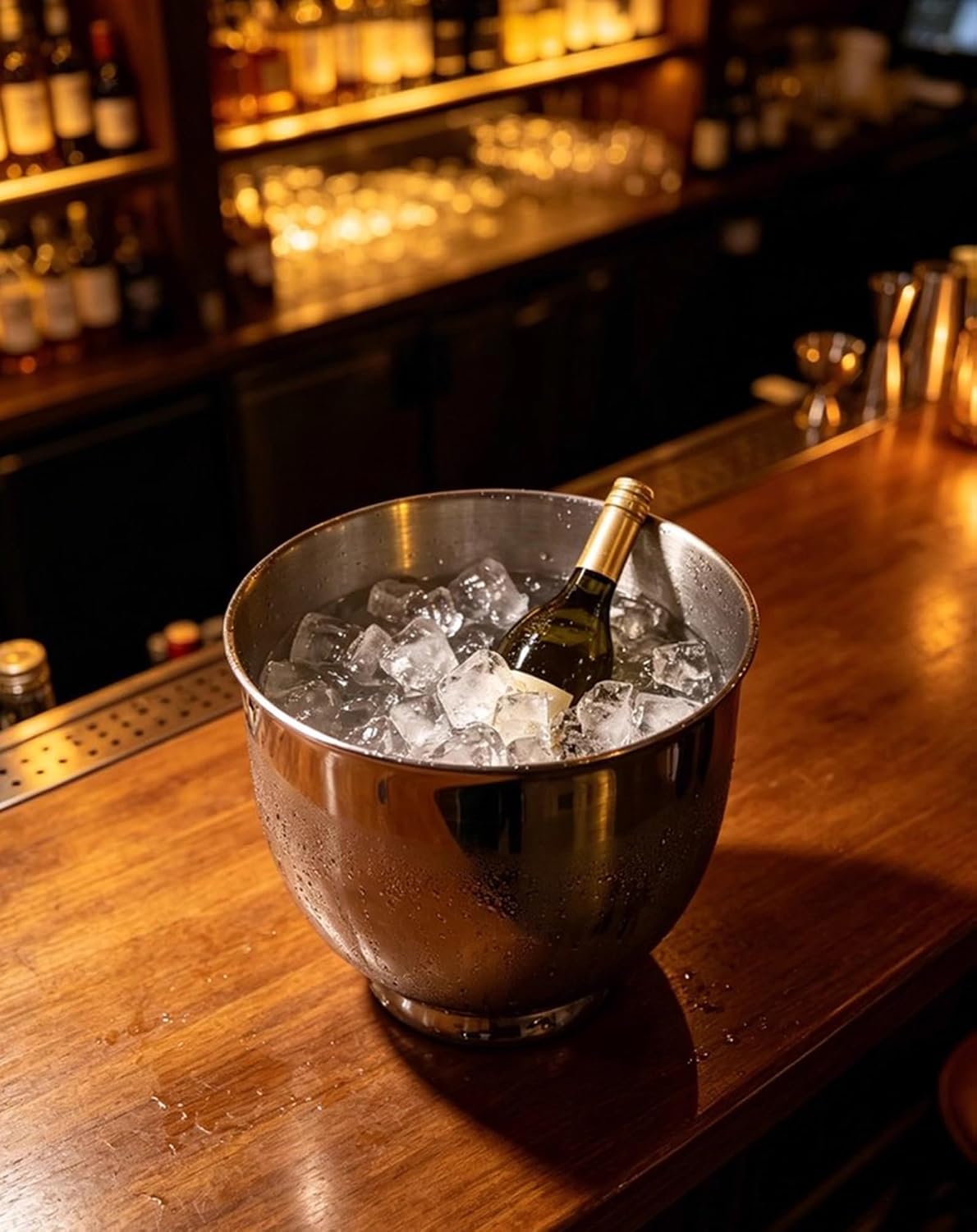 Ice Buckets For Parties Ice Bucket For Cocktail Bar 165oz（4.8L) good For Wine, Champagne Or Beer Bottles(Silver)