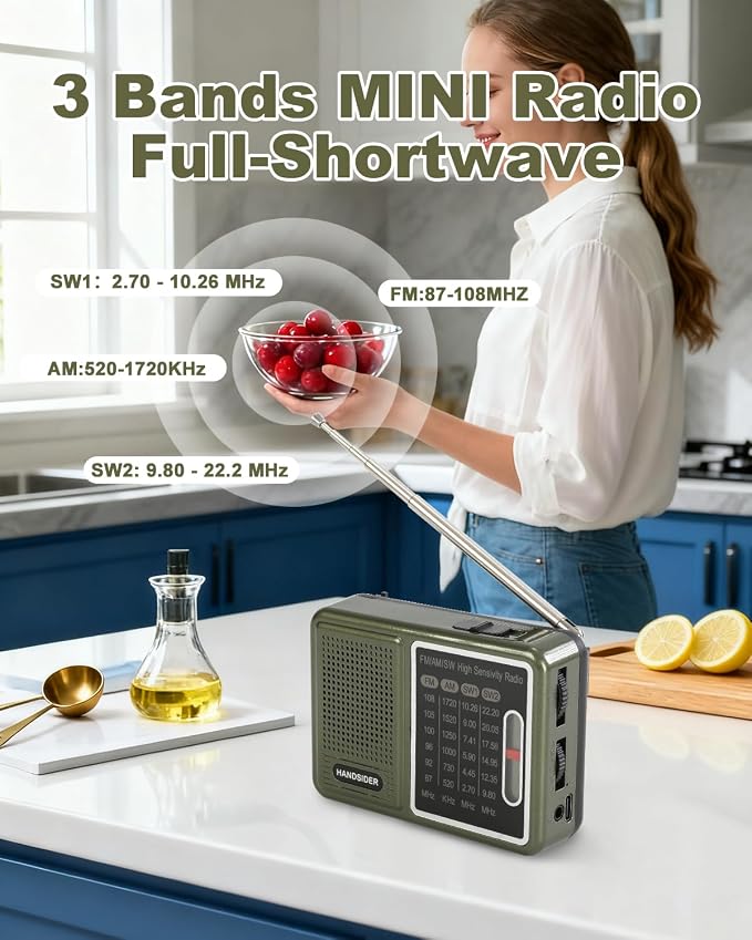 Radio Transistor FM AM SW Portátil con Batería Recargable, Compacto con Shortwave y Entrada para Auriculares miniatura 4