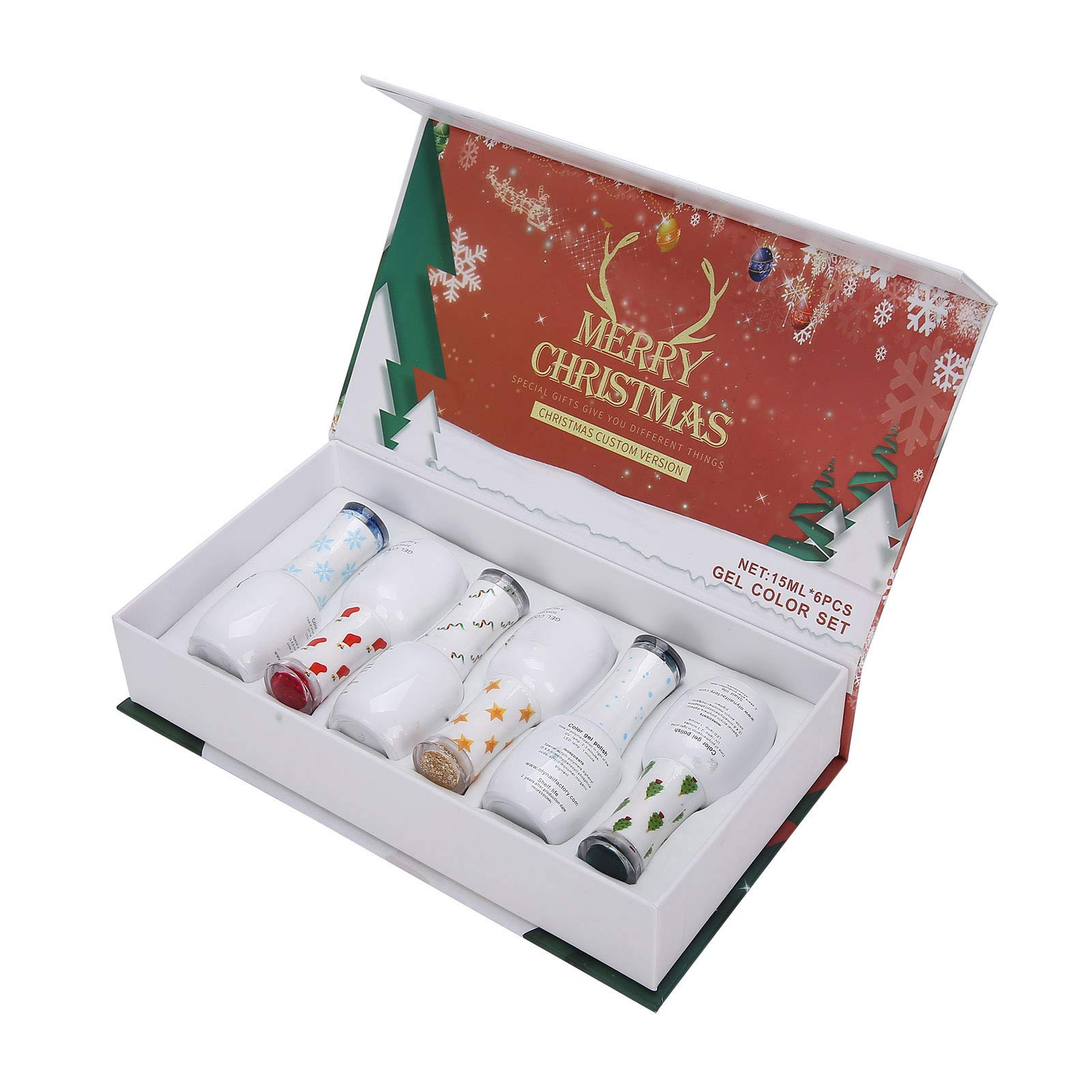Set di Smalti Gel UV per Unghie, Kit per Manicure Soak Off con | Ingredienti Non Tossici, Sicuro per le Unghie Naturali, Finitura Glitterata Olografica, Flacone 15 Ml, Confezione Regalo,