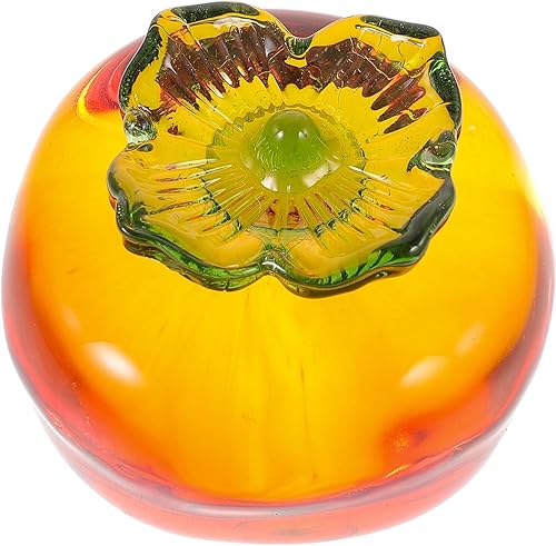 ABOOFAN Figura de cristal de caqui, estatua de caqui artificial, figura de fruta de cristal, pisapapeles coleccionable, fruta de vidrio para