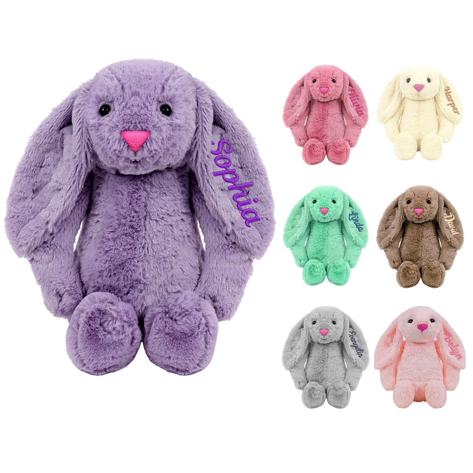 Personalized Easter Bunny Rabbit Custom Plush Bunny Toy with Embroidered Name Soft Monogrammed Fluffy Rabbit Stuffed Animal Cute
