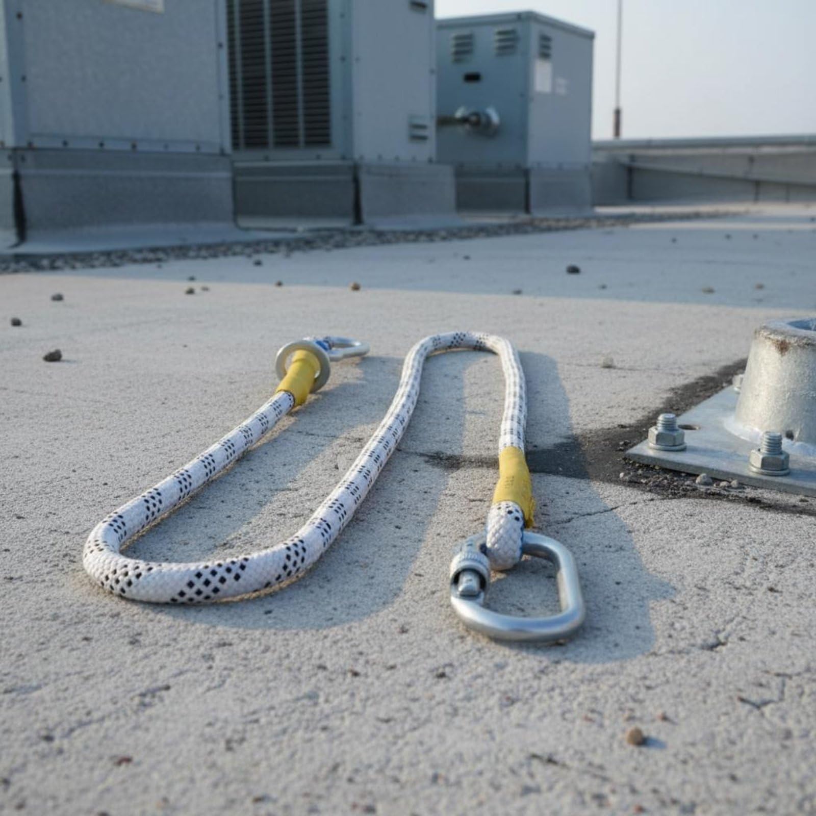 Imbracatura di con Ganci Fune Posizionamento Moschettone Assorbitore Ammortizzante Connessione Sicura Regolabile, Fune Di Sicurezza Da 2 Metri Con Doppio Gancio Grande E Ammortizzatore
