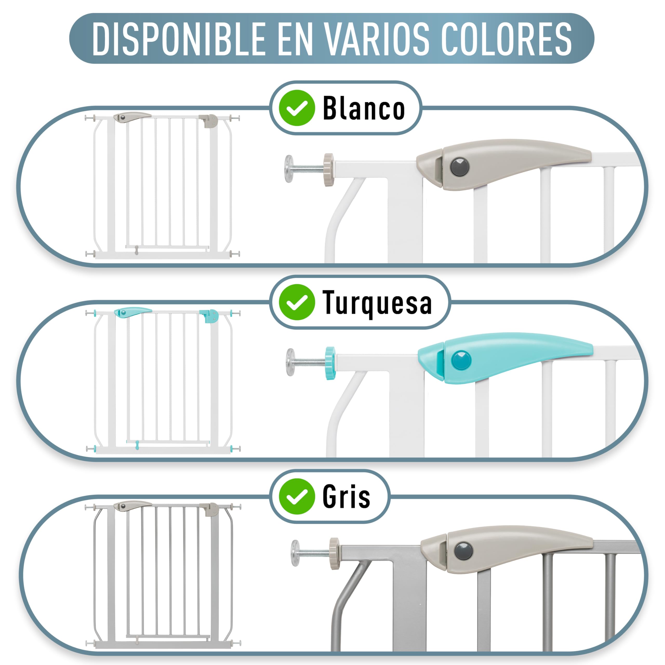 IB STYLE Barrera de Seguridad Berrin - Montaje a Presión, Sin Tornillos, Cierre Automático, Bebés y Niños, Negro, Ancho: 58-66 cm