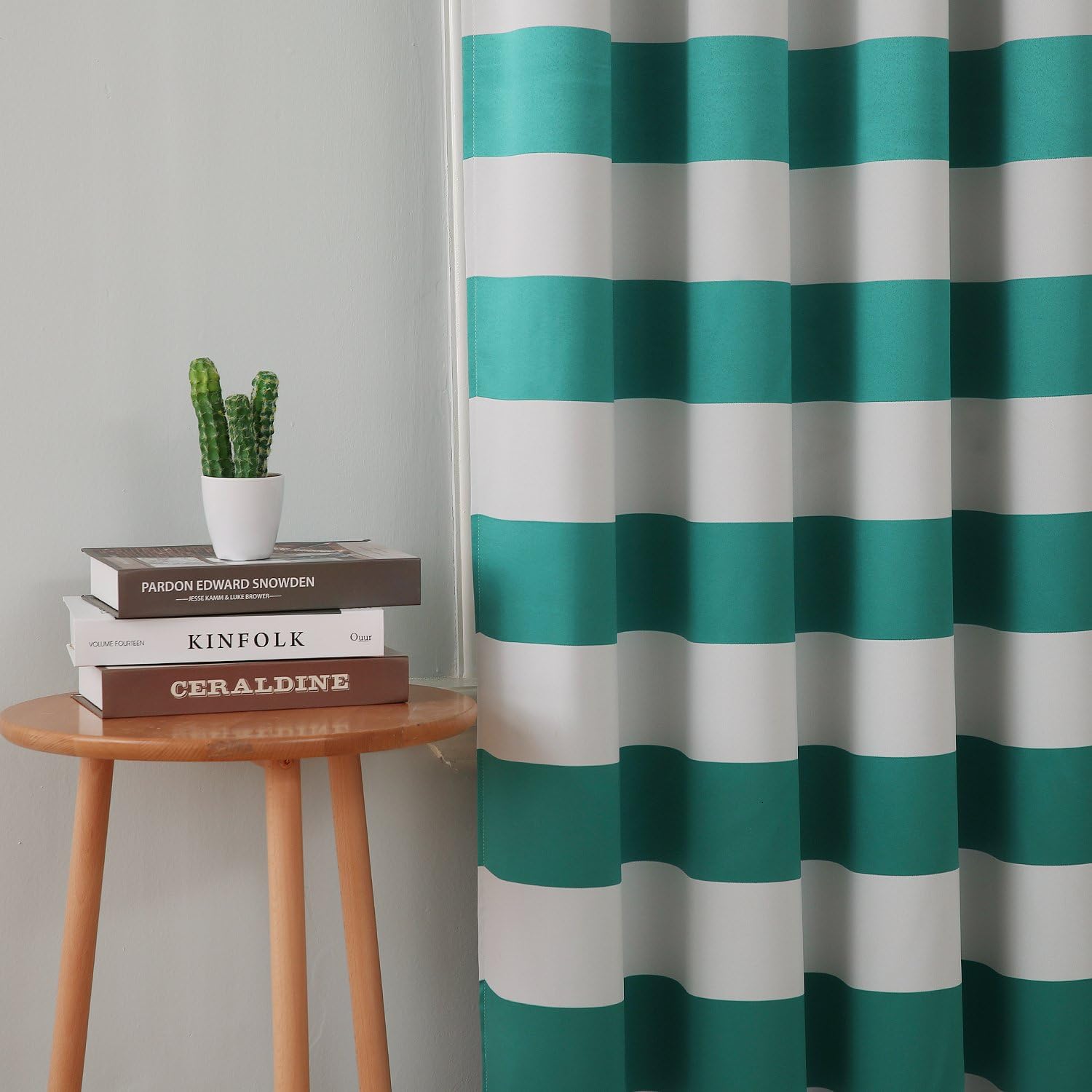 Deconovo Room Darkening Wave Striped Set Light Blocking Curtains for Bedroom, 52 x 95 in (W x L), Teal