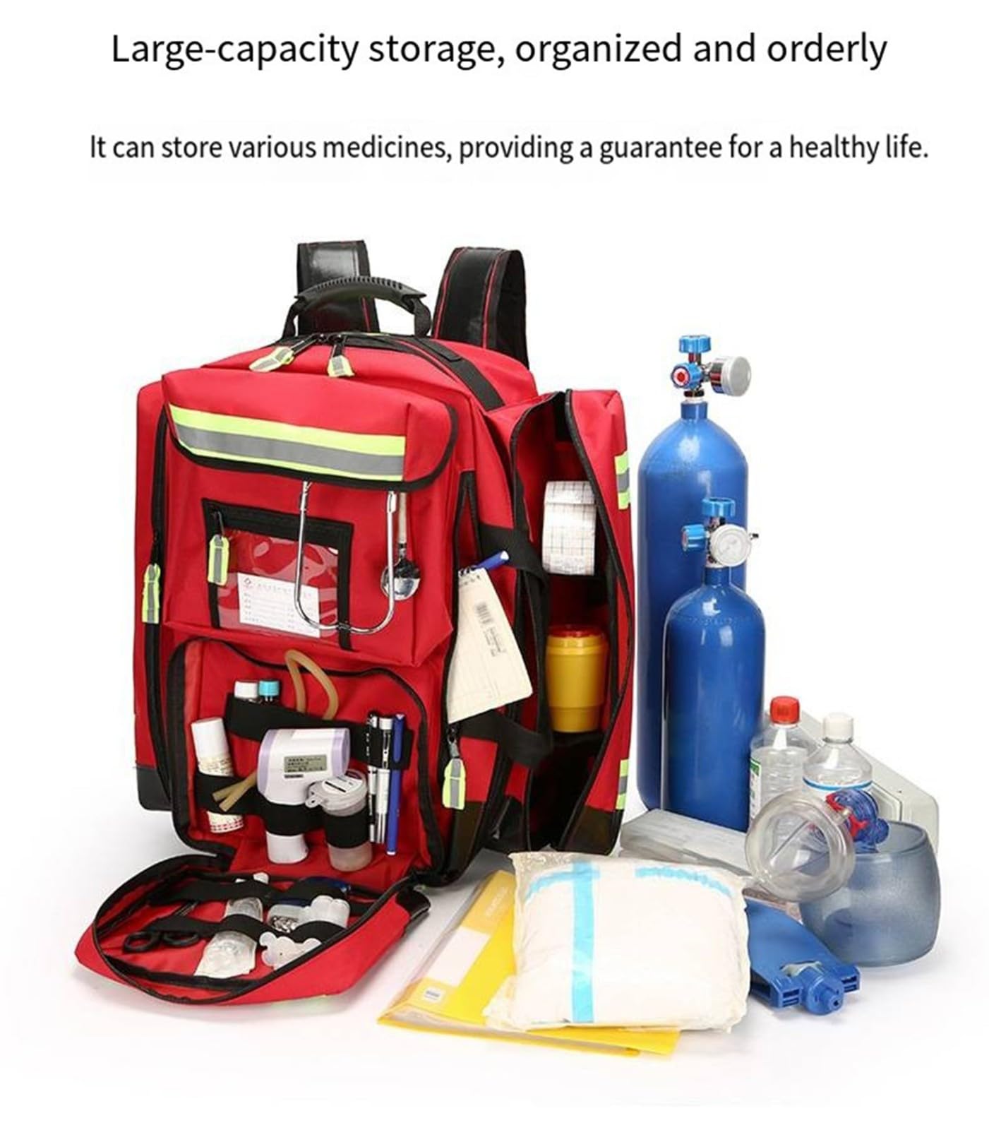 Mochila Profesional De Primeros Auxilios Vacía,Bolsa Médico,Bolsa Médica Táctica con Reflectante, Mochila Médica De Primeros Auxilios De Gran Capacidad para Senderismo,Viaje,Acampada