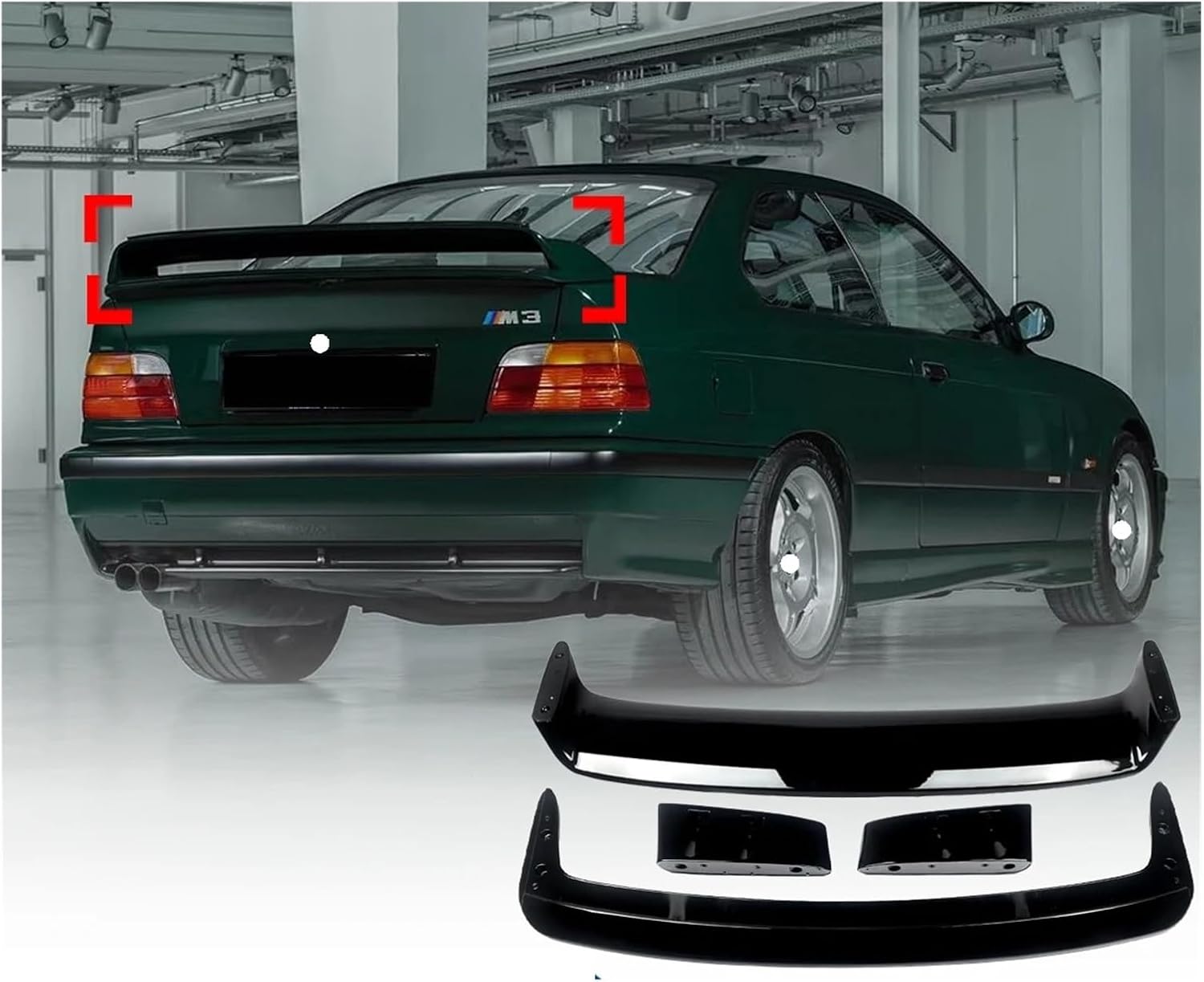 Compatible For BMW 3 Series E36 Saloon & Coupe & E36 M3 1991 1992 1993 1994 1995 1996 1997 1998 1999 GT Style Spoiler Rear Trunk Wing Part(Glossy Black)