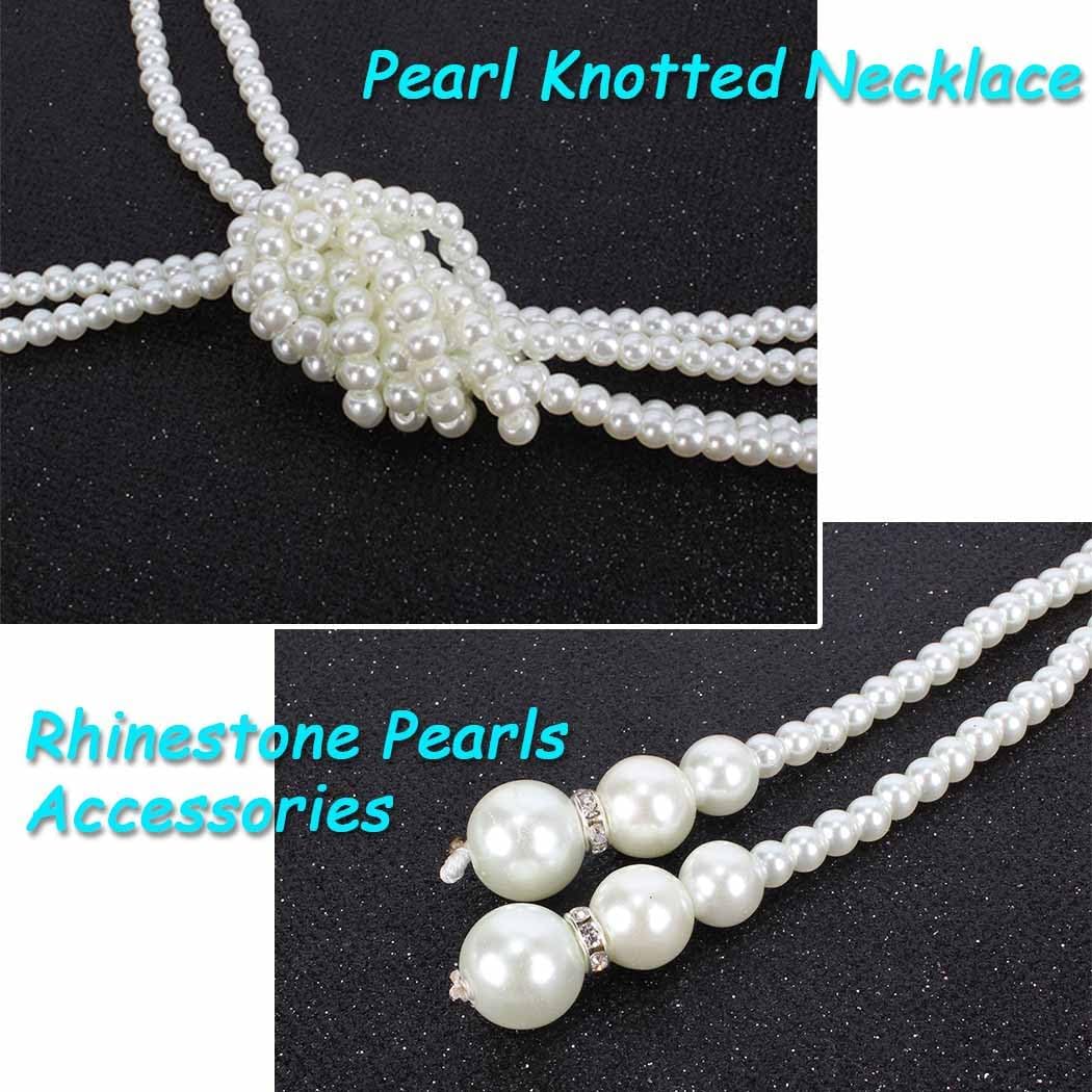 Pearl Necklace Long Pearls Strand Y Necklaces Layered Knot Neck Tie Necklace Trendy Necktie Costume Jewelry White Beaded Necklaces for women