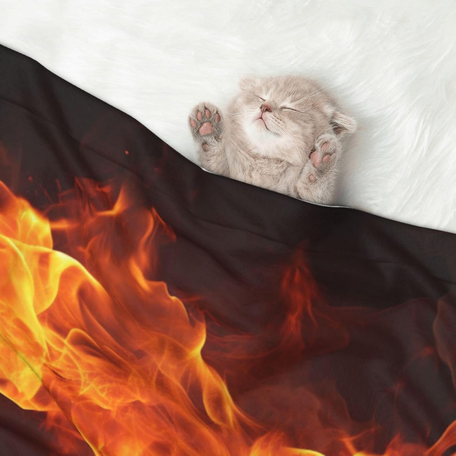 Fiery Orange Flames Energy Print Soft Plush Pet Blanket, Washable Dog Blanket, Cat Fleece Throw, Puppy Bed Crate Mat & Sofa Couch Protector - Large