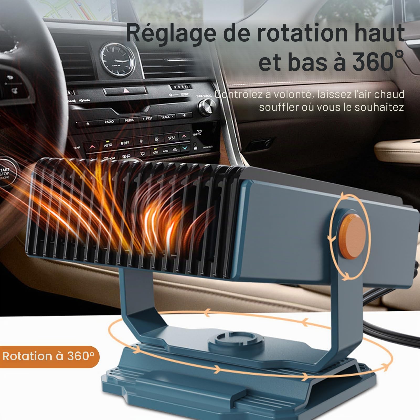 Chauffage de Voiture, 12 V 150 W Réchauffeur de Voiture Portable Allume Cigare 2 en 1 Chauffage Refroidissement Ventilateur Degivreur Pare Brise pour Toutes Les Voitures