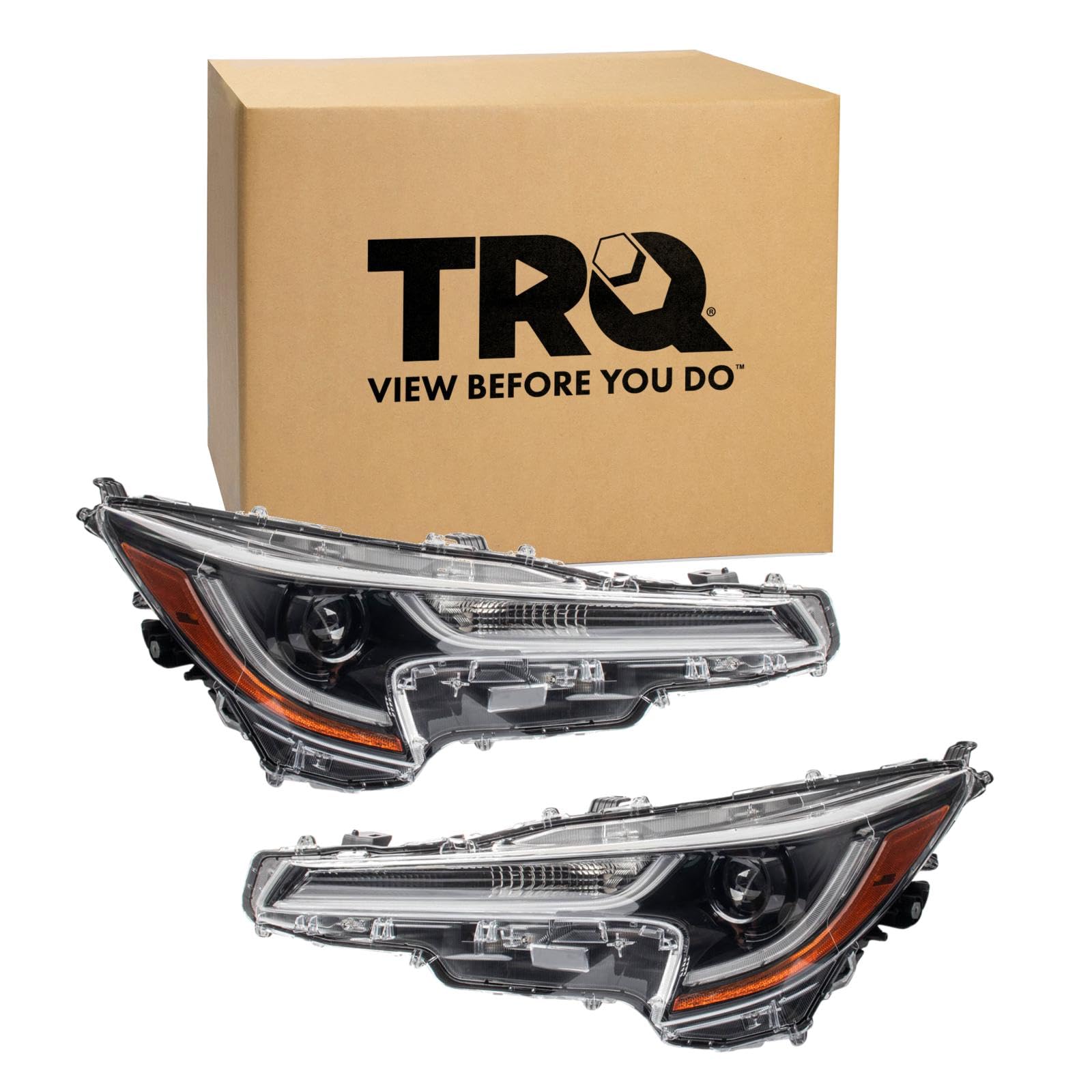 TRQ Driver and Passenger Side Headlight Assembly Set Compatible with 20-22 Toyota Corolla L Japan Built Models 1st VIN Digit J 20-22 Toyota Corolla LE Japan Built Models 1st VIN Digit J