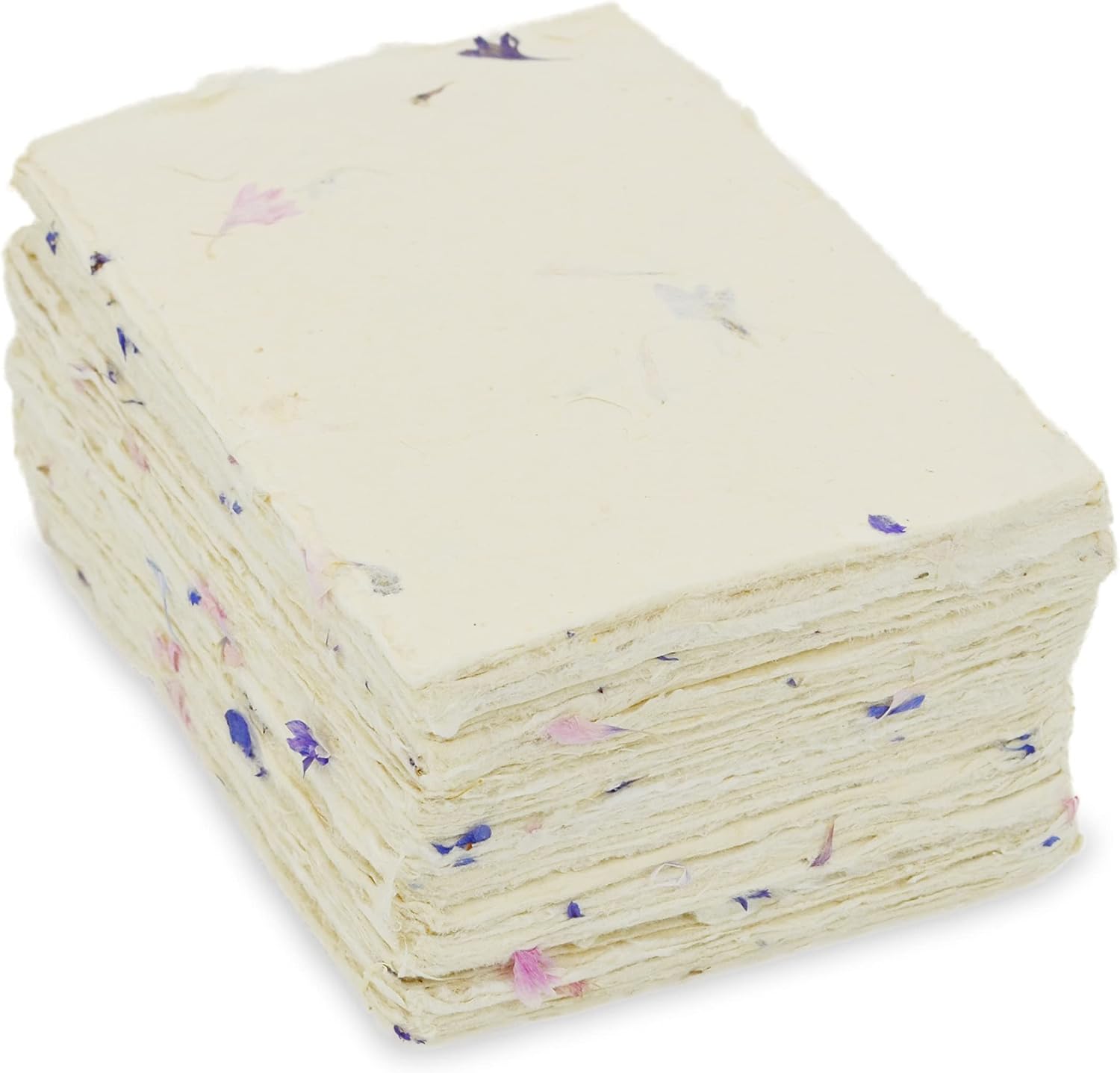 Kathmandu Valley Co. 4x6 Inch Handmade Lokta Card Stock Paper with Decorative Cornflower and Deckle Edge. Tree-free Lokta Paper for Vintage Stationery, Thank-you Notes, and Invitations. (100 Sheets)