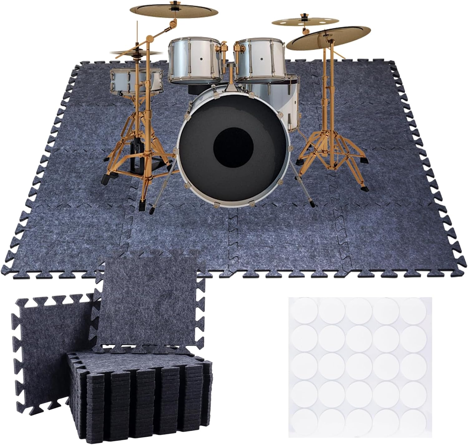 16 Pieces Thick Sound Absorbing Interlocking Floor Mats, High Density Piano Carpet Drum Rug, Non-Slip Anti Vibration Soundproof Pads Acoustic Blankets for Music Studio
