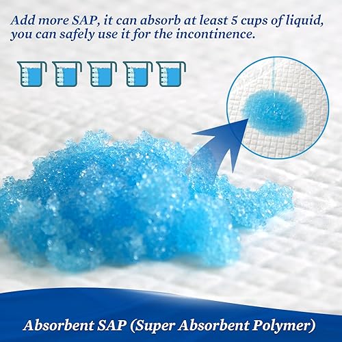 Miniatura 3 de Almohadillas de cama desechables de 22 x 23 pulgadas (100 unidades) para incontinencia para adultos, impermeables, almohadillas cambiantes para