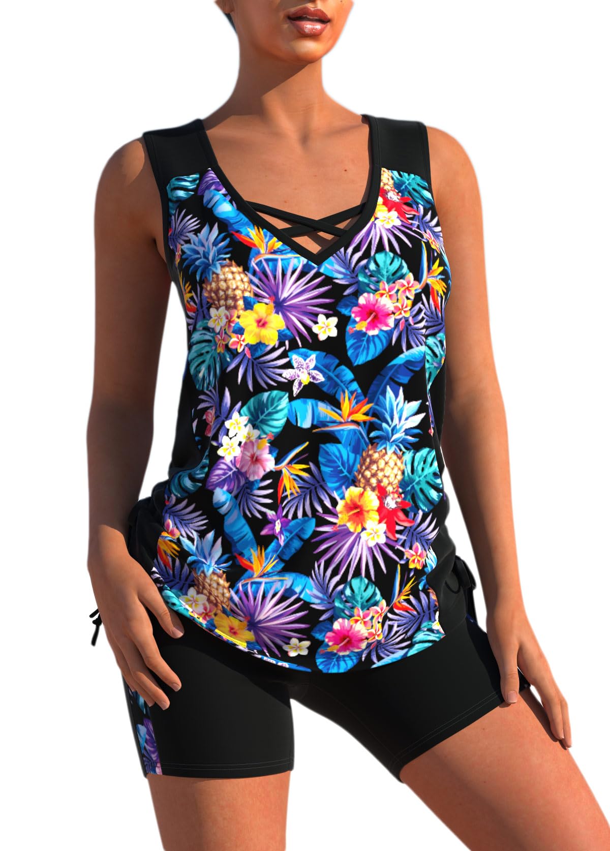 Photo 1 of MODLILY Women's Two-Piece Tankini Swimsuit with Cross Straps