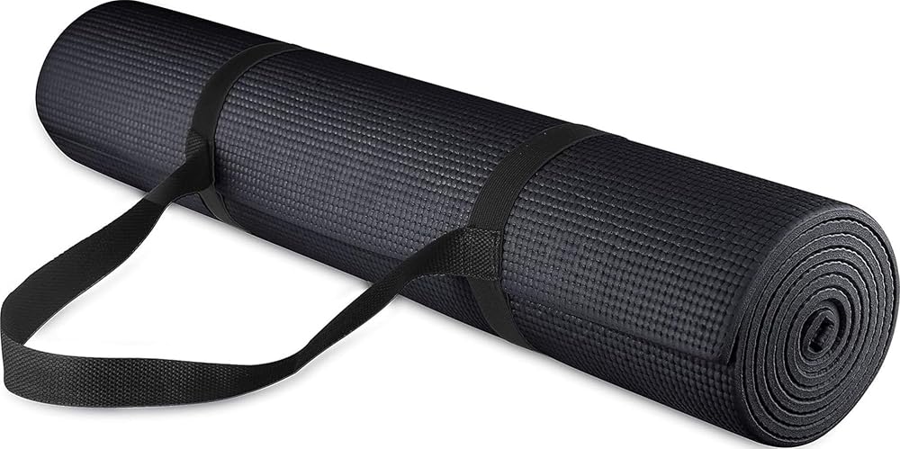 Fitvids Esterilla de yoga multiusos de alta densidad de 1/4 pulgadas con correa de transporte, varios colores