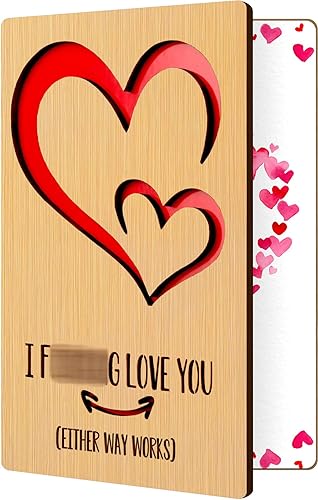 Miniatura 1 de Tarjeta del día de San Valentín para esposa, marido, divertida tarjeta de San Valentín de madera para ella, él, novio, novia, tarjeta de quinto