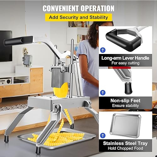 Miniatura 5 de Happybuy Cortador comercial de frutas de verduras de 38 pulgadas cortador de cebolla de acero inoxidable resistente extraíble y reemplazable