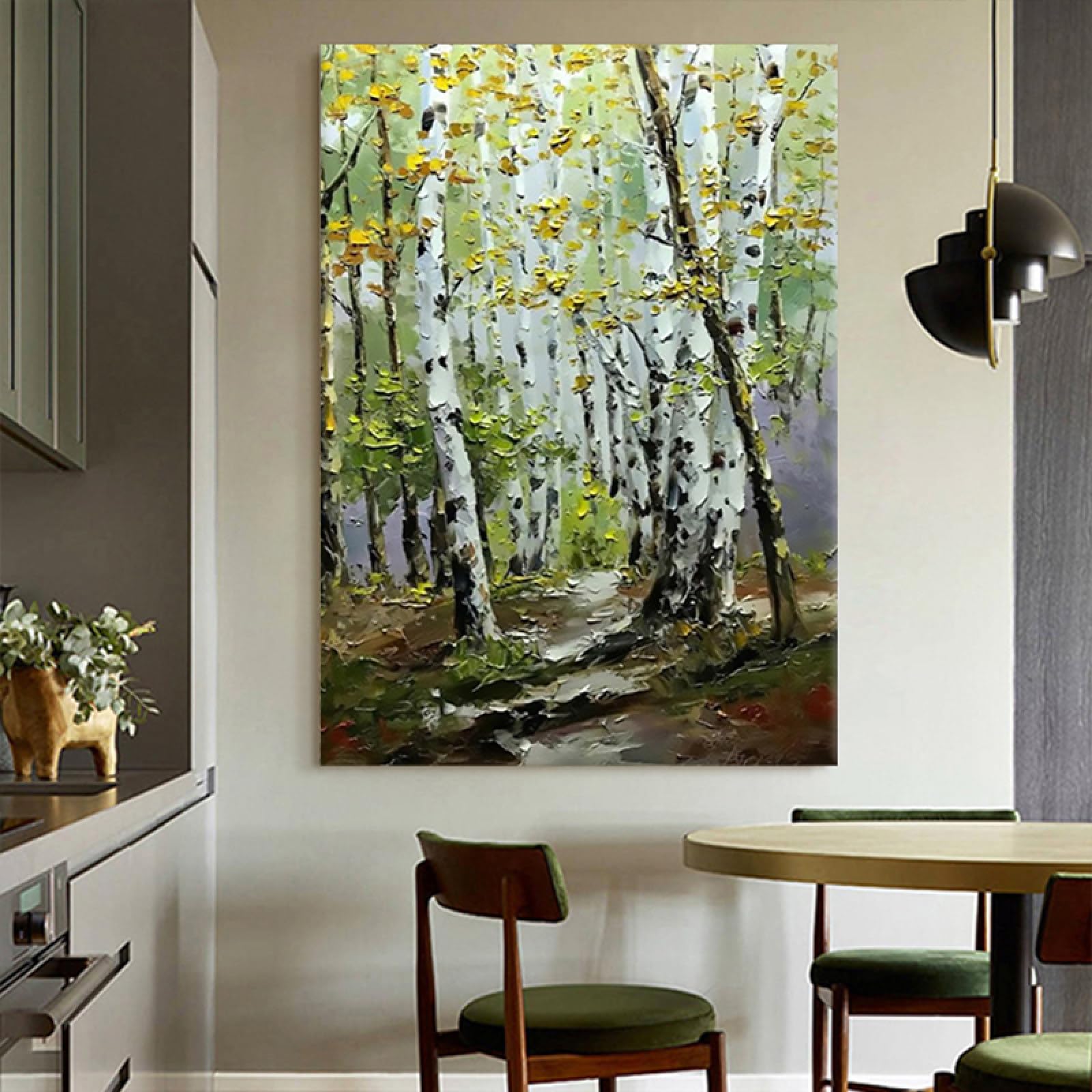 Peinture à l'huile de bouleau abstrait pour habiller un mur vide avec du relief