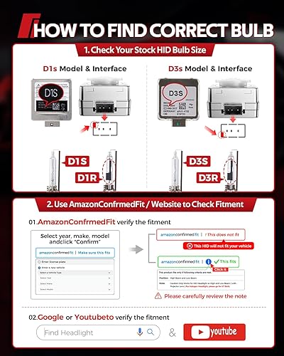 Miniatura 7 de Torchbeam Faros delanteros D3S HID, bombillas HID con 400% de brillo, bombillas de repuesto de xenón blanco diamante de 6000K, luces con anillo