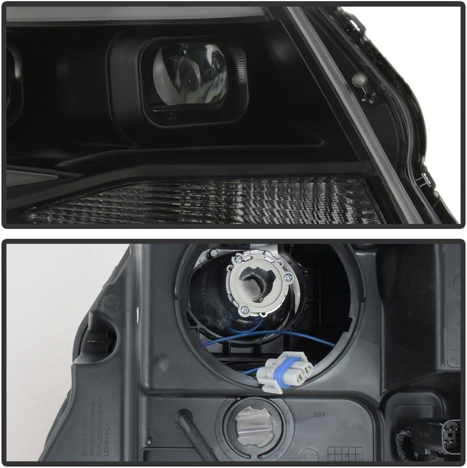 LED Square Projector Headlights Headlamps Black/Smoke Compatible with 2015-2019 Chevy Colorado