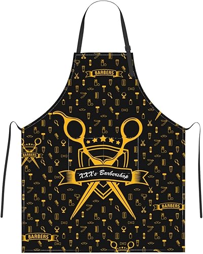 MLIANCEN Delantal de barbería personalizado para hombres y mujeres, delantal de peluquería con texto personalizado con bolsillos, delantal