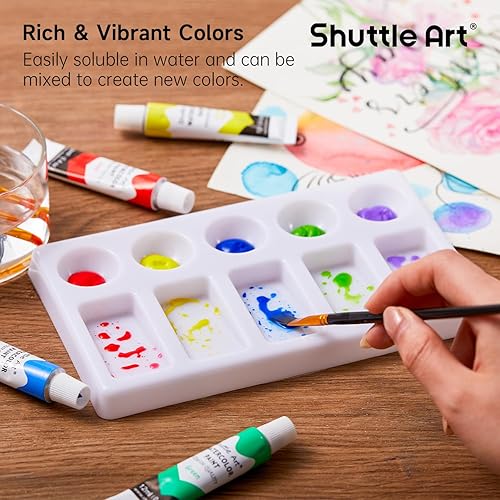Miniatura 7 de Shuttle Art Juego de 48 pinturas de acuarela, 36 colores de pintura de acuarela en tubos (0.4 fl oz cada uno) con 10 pinceles, 1 bloc de acuarela, 1