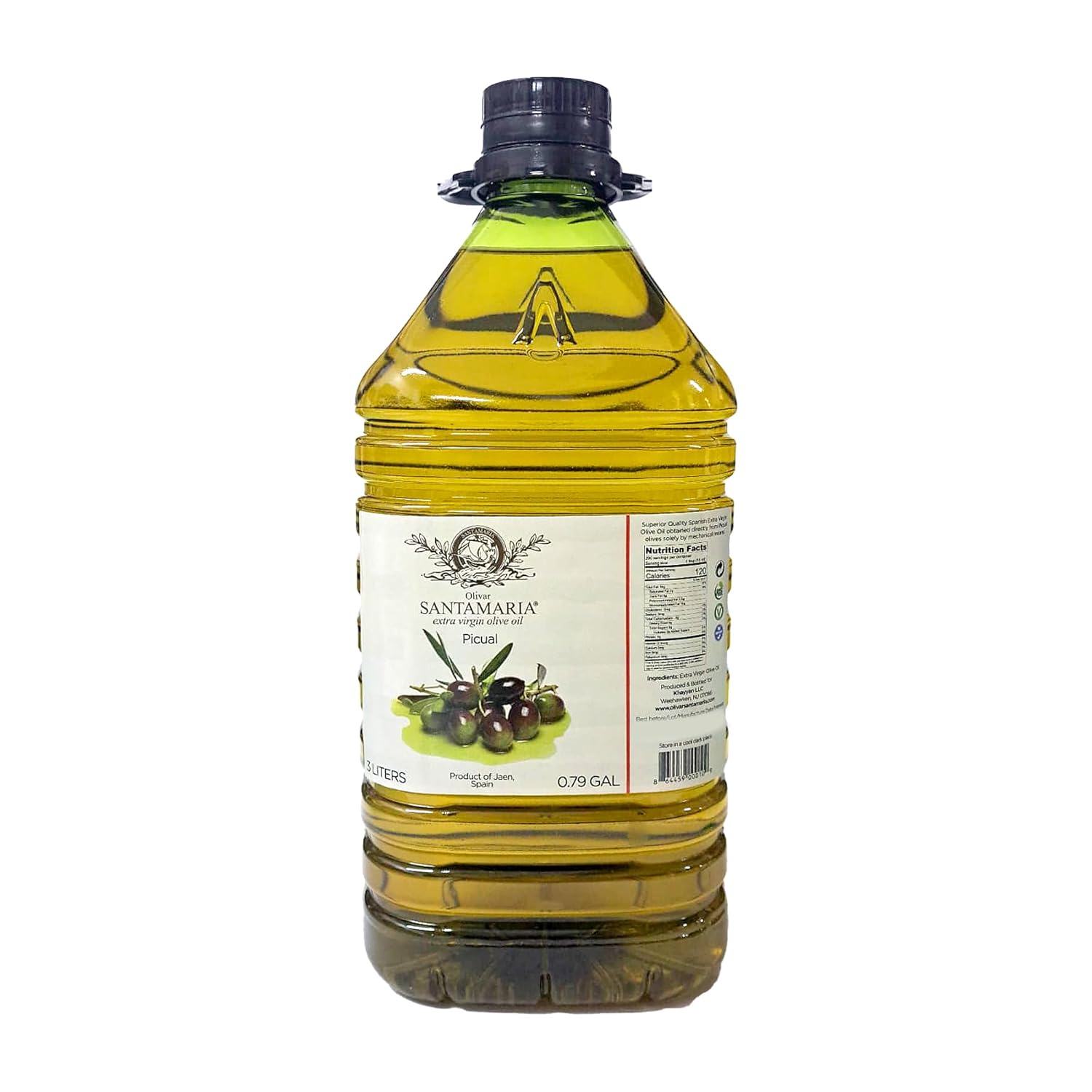 Olivar Santamaria | Extra Virgin Olive Oil | Premium Picual Variety | First Cold Pressed | Spain | High Polyphenol | Perfect for Salad Dressings | Cooking | Frying & Marinades | 101.44 oz (3 Liter) (Pack of 2)