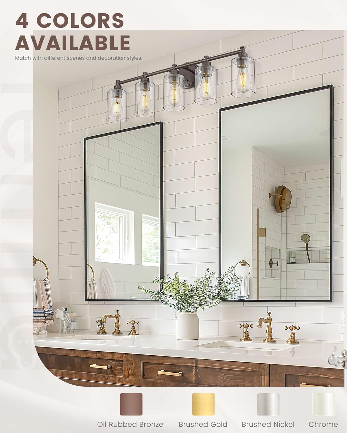 FEMILA 32" Bathroom Light Fixtures, Oil Rubbed Bronze Vanity Light, 5 Light Bathroom Lights Over Mirror, 4FYC56B-5W ORB