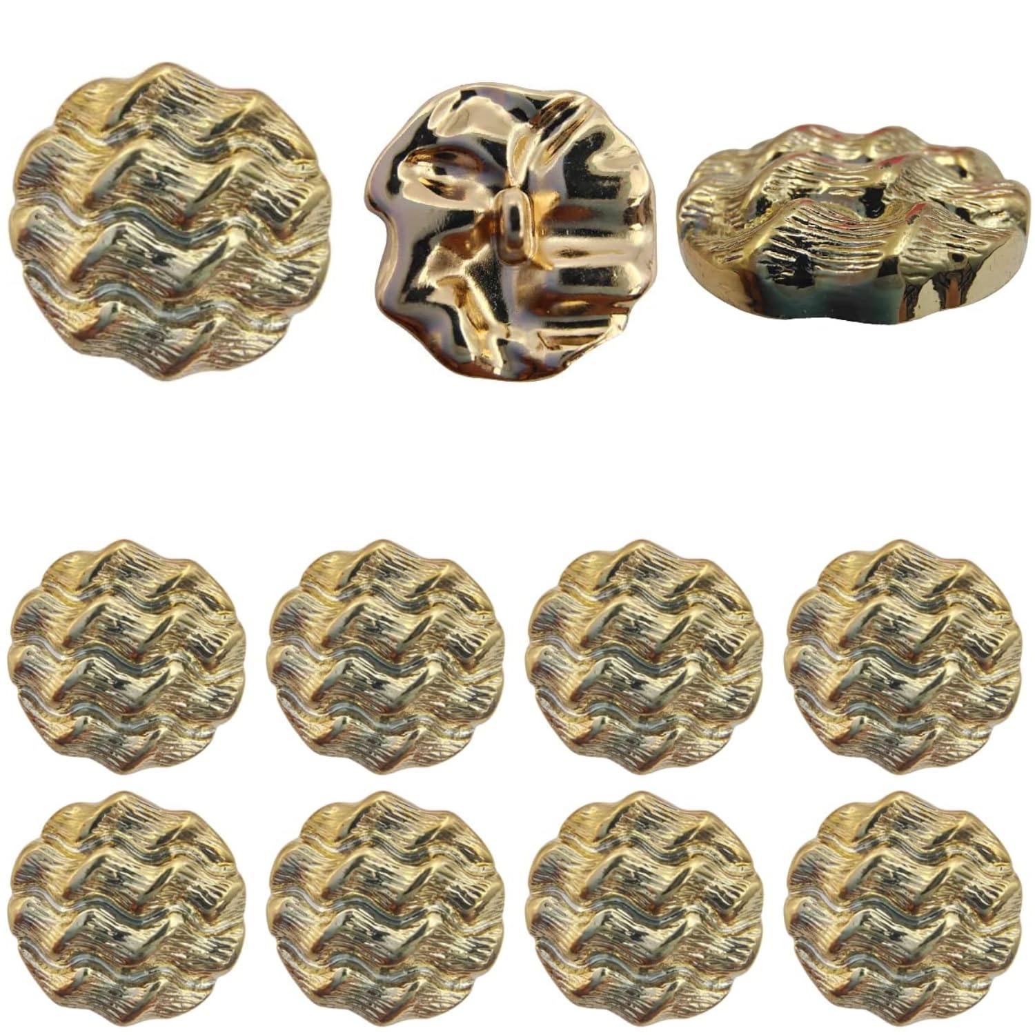 Ani Accessories Round Golden Nugget Wave Design Shank Button for Clothes Double Breasted Coat Blazer Suit Bandhgala Sherwani and Indian Dresses Sports Coat (Pack of 8, Brown)-picture-37