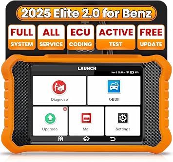 LAUNCH Creader Elite 3.0 OBD2 Diagnostic Tool for Benz/Maybach/Sprinter Same Function as LAUNCH X431 Diagnostic Device 50+ Reset Function Active Test ECU Coding