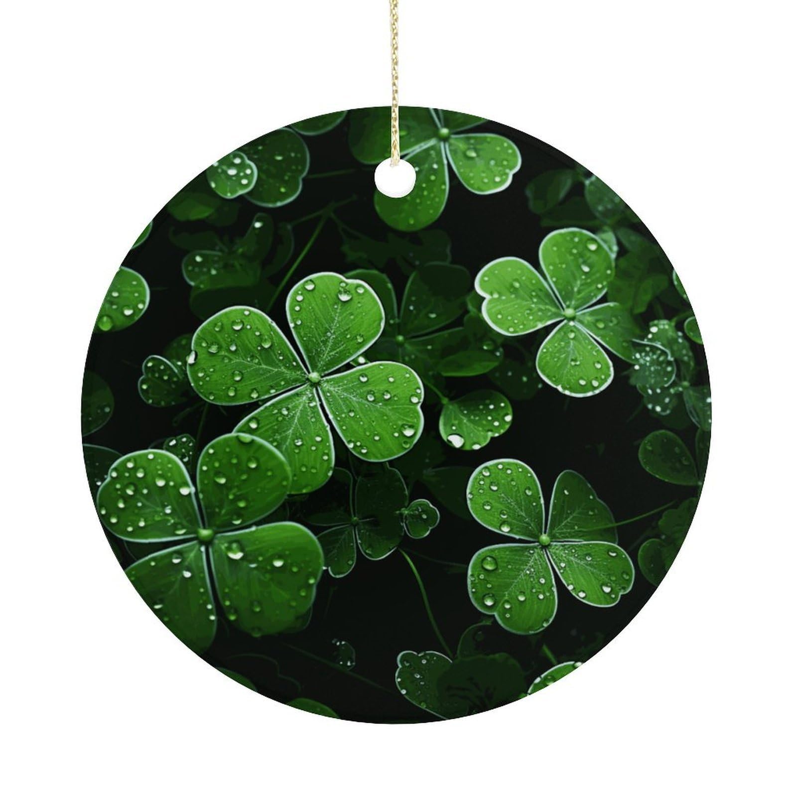 St Patricks Day Leaves Christmas Ornaments Colorful Round Ceramic Ornament Christmas Hanging Decor Christmas Tree Decorations Xmas Keepsake for Women Men Xmas Holiday Party