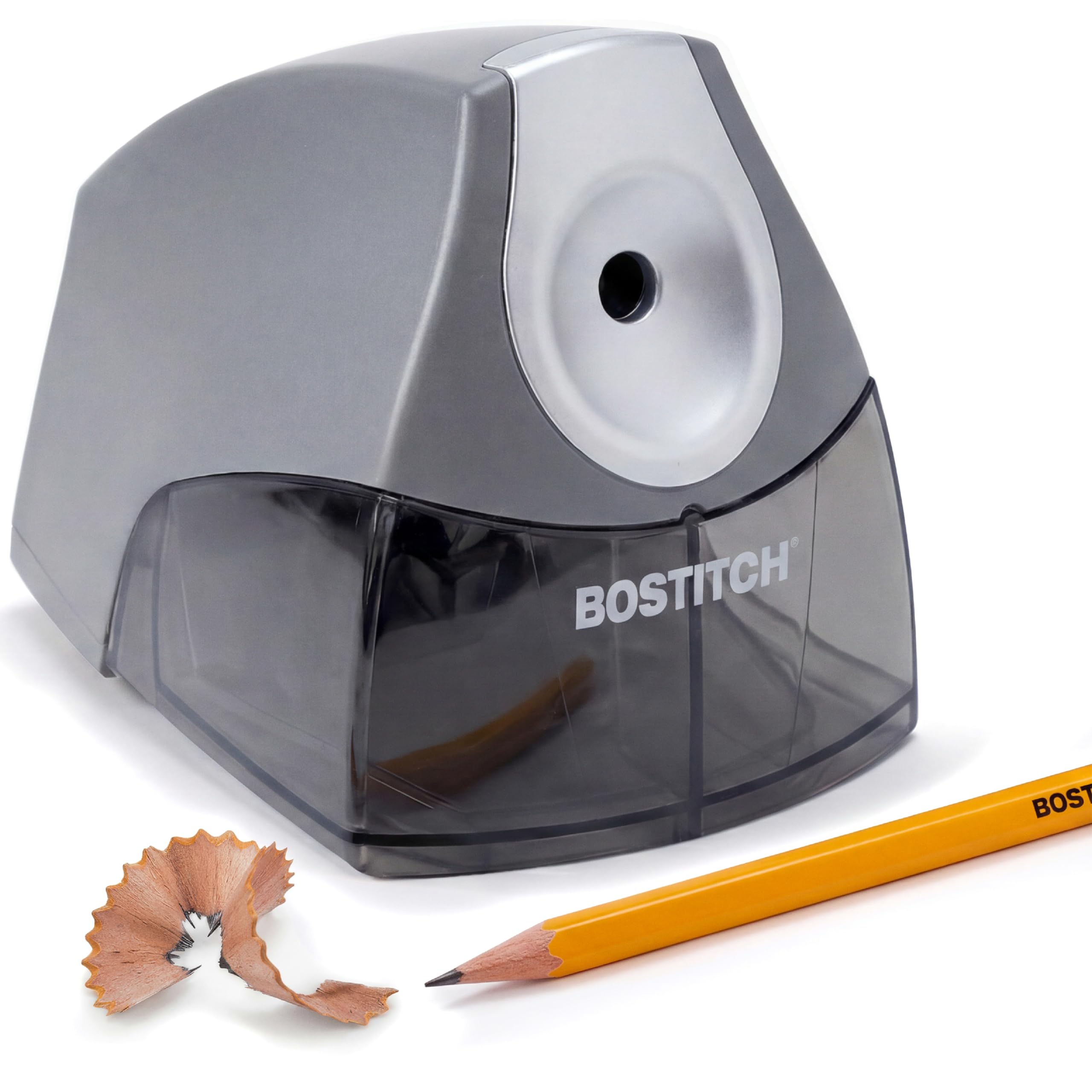 Photo 1 of Bostitch Office Personal Electric Pencil Sharpener, Powerful Stall-Free Motor, High Capacity Shavings Tray, Gray (EPS4-KTGRAY)