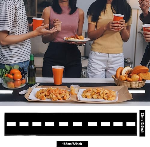 Miniatura 9 de 2 piezas de suministros de fiesta con bandera a cuadros, mantel a cuadros en blanco y negro, con entramado de diamante, impermeable, poliéster,