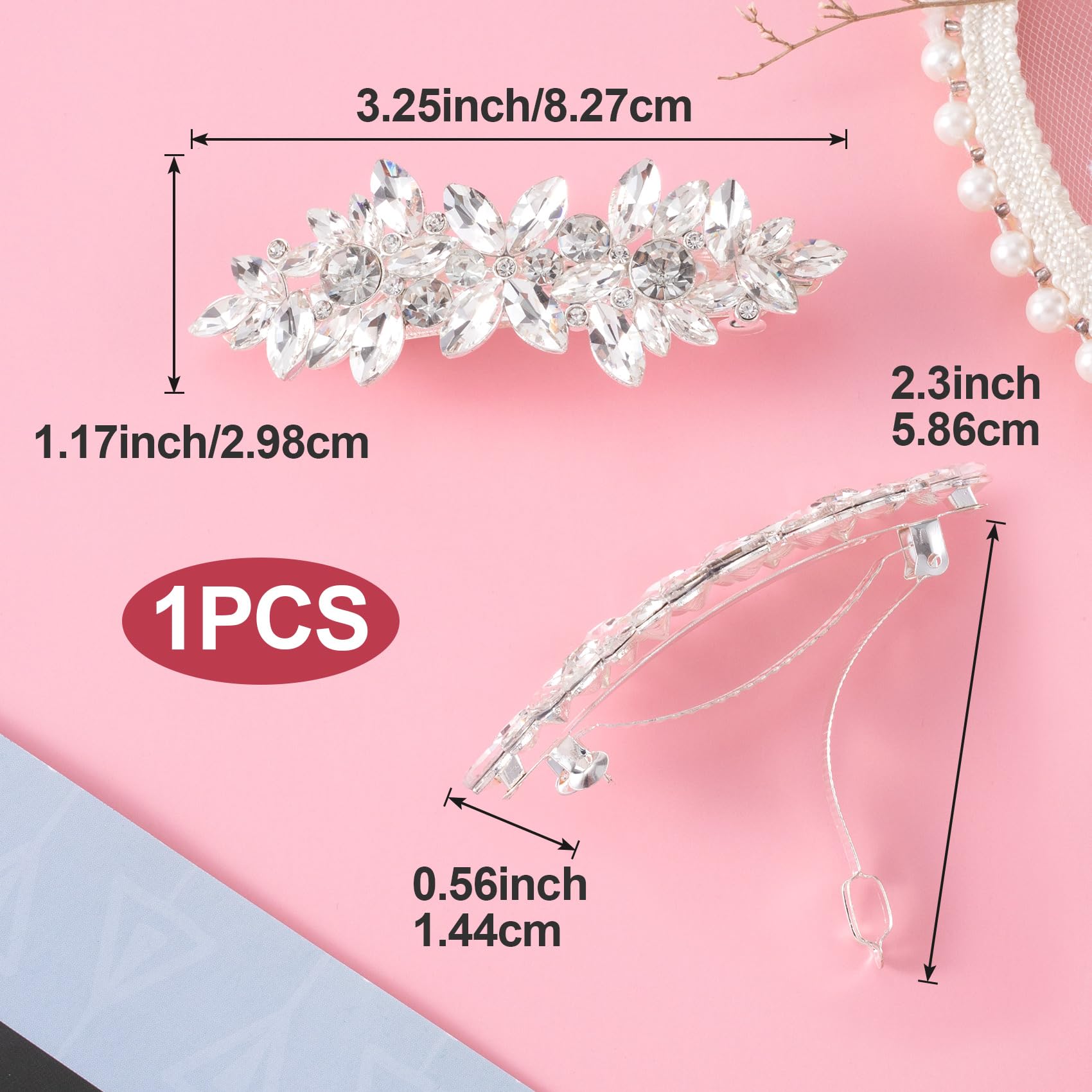 Amazon.com : HINZIC Sparkly Rhinestone Hair Clip Silver 
